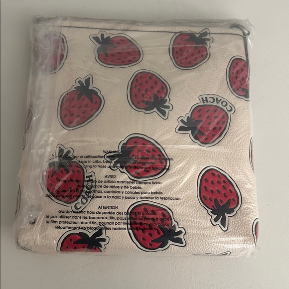 Coach White Strawberry Print Crossbody Bag Messenger Purse Summer Fruit - Picture 4 of 5
